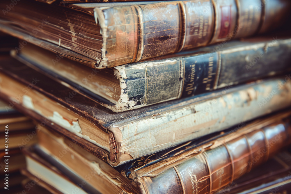 Stack of antique books, closeup view Stack of antique books, closeup view