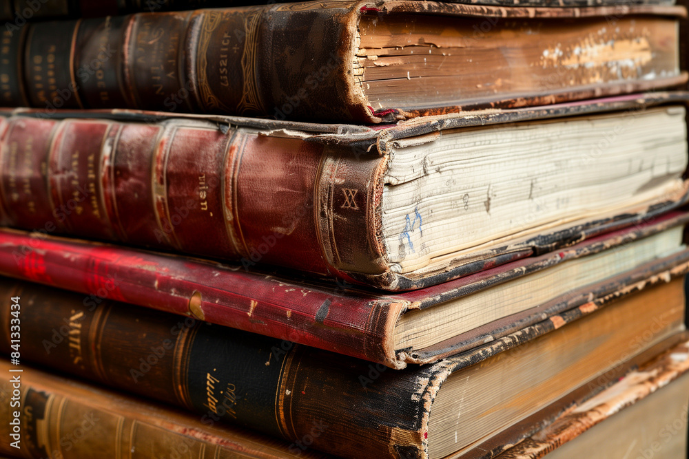 Stack of antique books, closeup view Stack of antique books, closeup view
