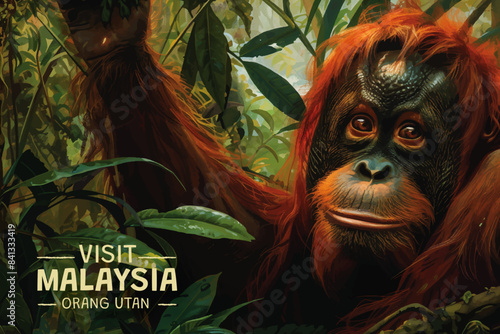 Visit Malaysia postcard template, Orang Utan