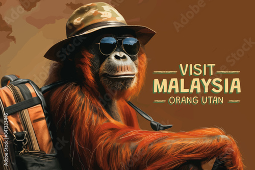 Visit Malaysia postcard template, Orang Utan