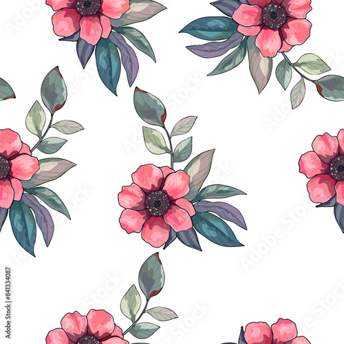 Vector floral pattern. Flowers on a colored background. Abstraction pattern for printing on paper, postcards, baby clothes, bed