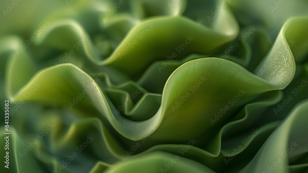 Up-close view of a Jade plant's delicate leaves, their wavy patterns creating a sense of fluidity and peace, as if swaying to a calming melody.