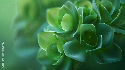 Tranquility in Green  Macro shot of Jade plant on a serene background invites tranquility.