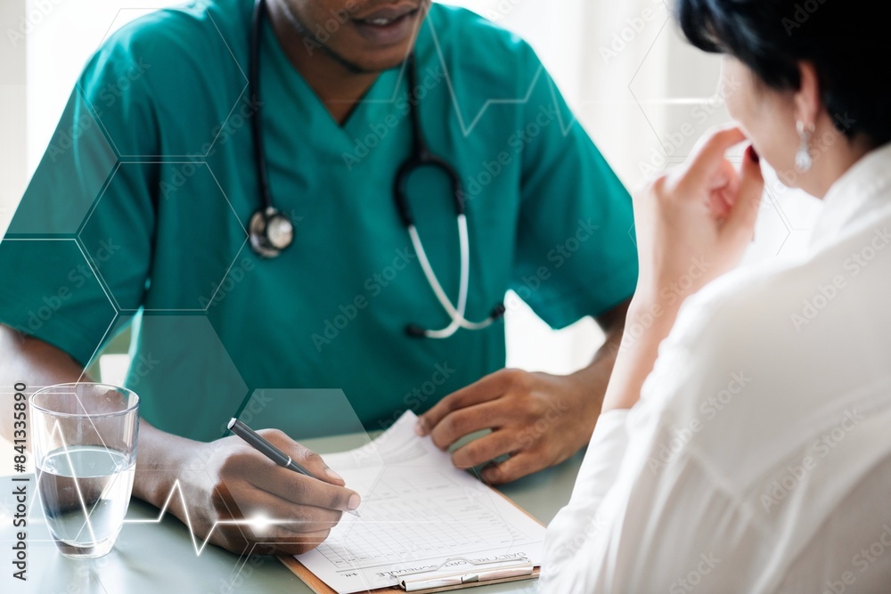 Obraz premium Doctor diagnose patient healthcare remix