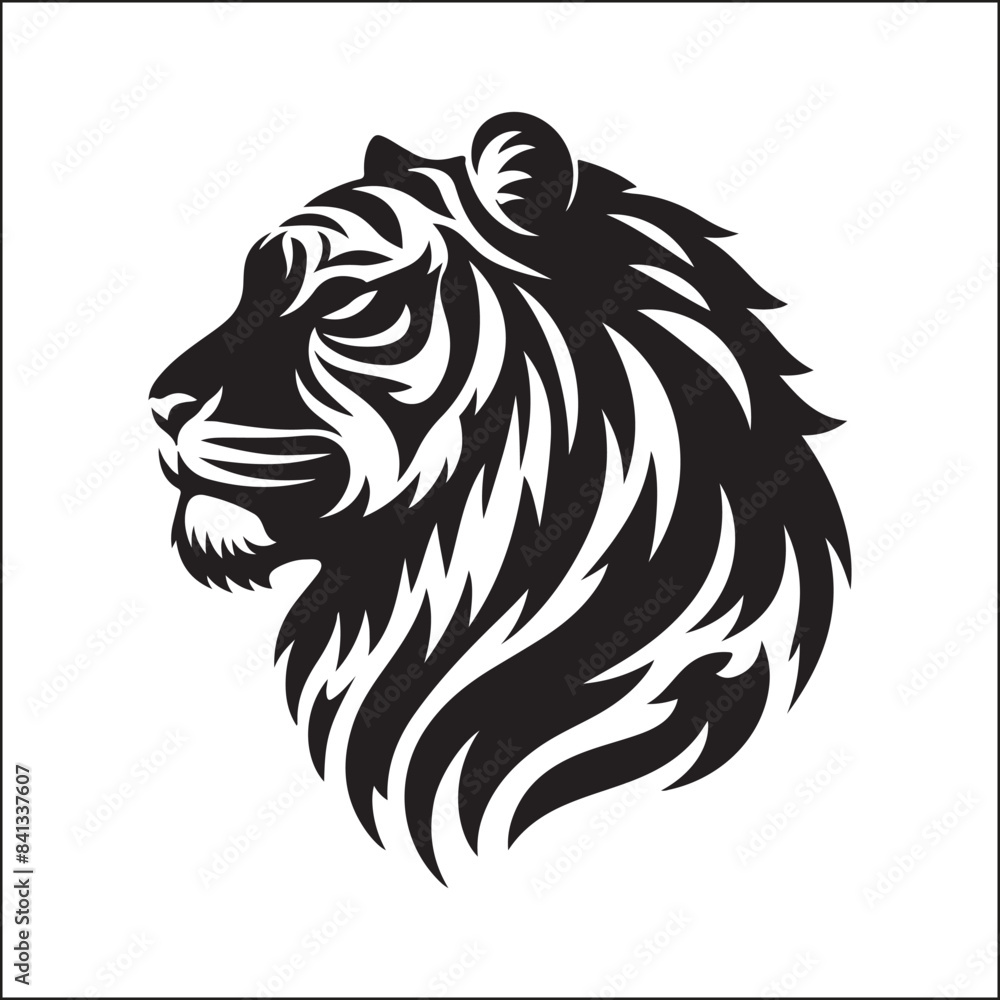 Fototapeta premium Vector Tiger Head Silhouette Illustration Isolated On A White Background