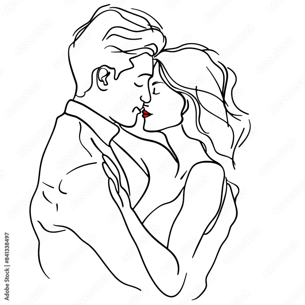 Couple kissing one line art. Line drawing of man and woman in love. Valentines Day Minimalist Modern Illustration Card. Wedding Logo. Romantic Card. Love concept. Fall in love Couple kissing one line art. Line drawing of man and woman in love. Valentines Day Minimalist Modern Illustration Card. Wedding Logo. Romantic Card. Love concept. Fall in love