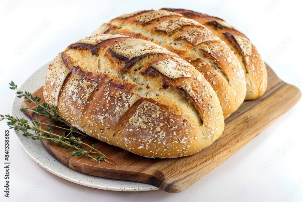 Wholesome Barley Bread with Fresh Thyme Sprigs for Rustic Charm Wholesome Barley Bread with Fresh Thyme Sprigs for Rustic Charm