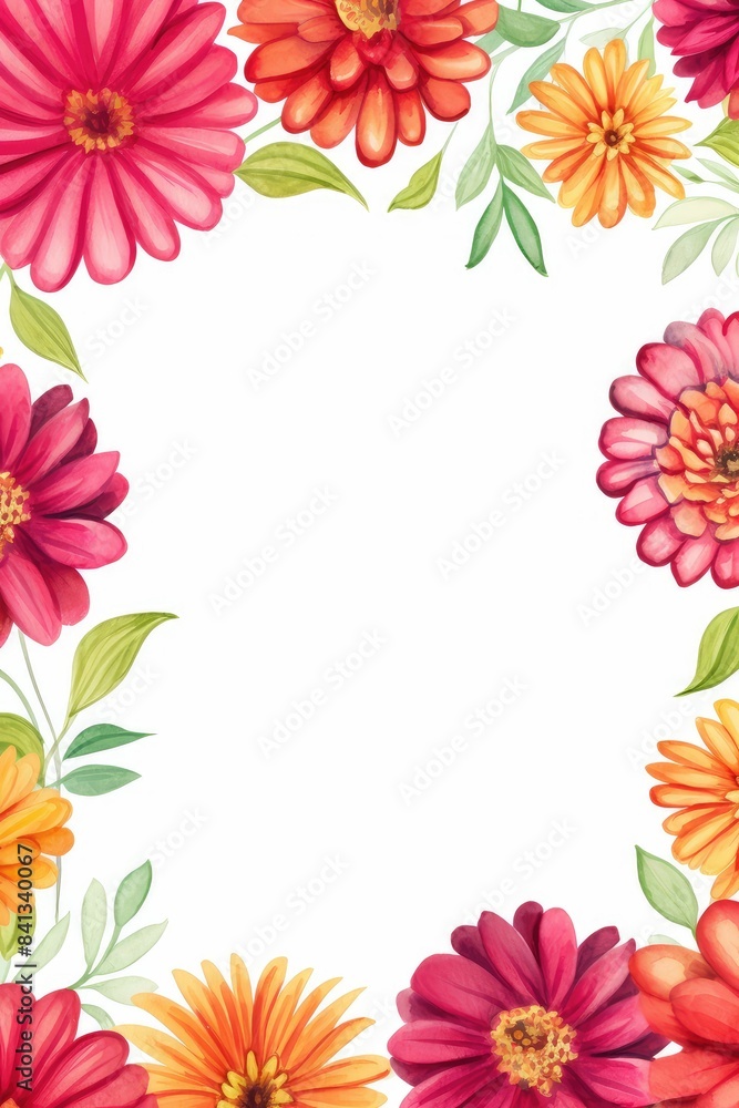 zinnia themed frame or border for photos . in bold and vibrant colors. watercolor illustration, white color background. Good for wedding print products, paper, invitations, greetings. zinnia themed frame or border for photos . in bold and vibrant colors. watercolor illustration, white color background. Good for wedding print products, paper, invitations, greetings.