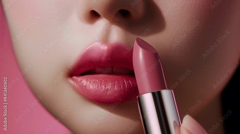 Obraz premium 口紅をつけた日本人のアップ