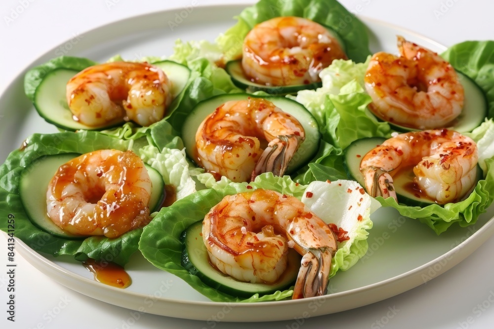Sumptuous Barbecued Shrimp Lettuce Wraps with Julienned Cucumber Sumptuous Barbecued Shrimp Lettuce Wraps with Julienned Cucumber