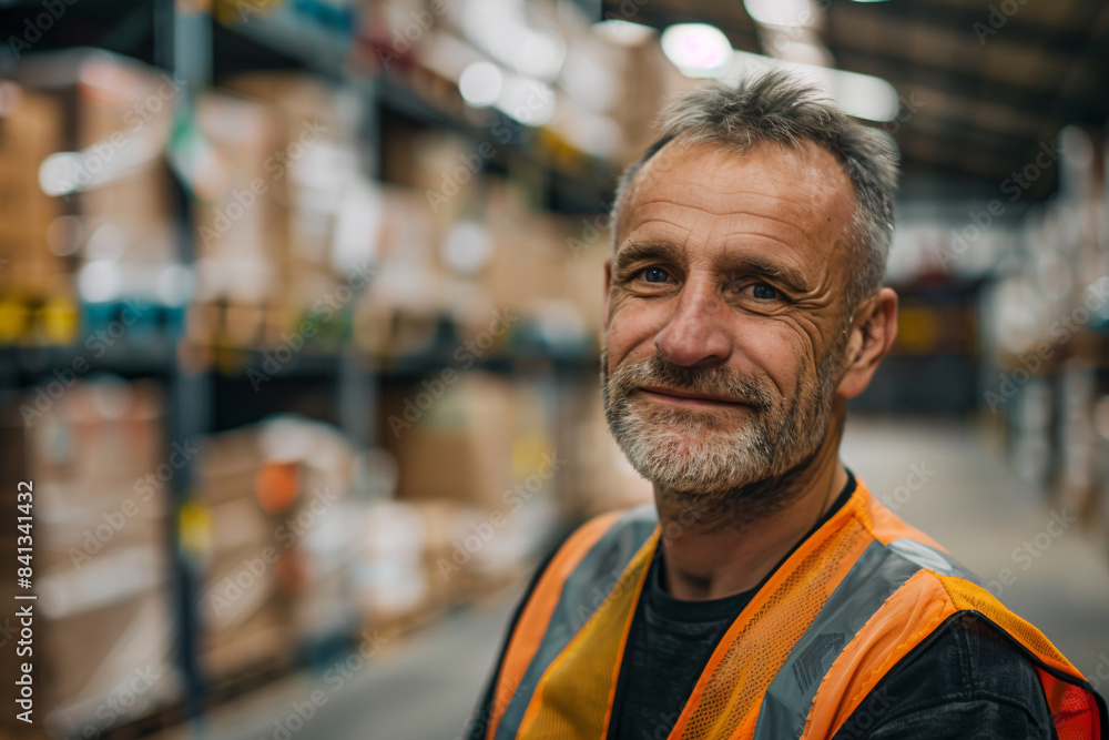 a man in a warehouse with a smile on his face a man in a warehouse with a smile on his face