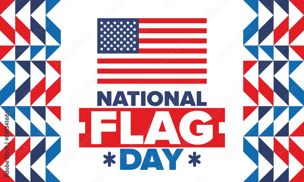 National Flag Day in United States. American flag day. Holiday celebrated annual June 14 in USA. Patriotic style design. Poster, greeting card, banner and background. Vector illustration National Flag Day in United States. American flag day. Holiday celebrated annual June 14 in USA. Patriotic style design. Poster, greeting card, banner and background. Vector illustration
