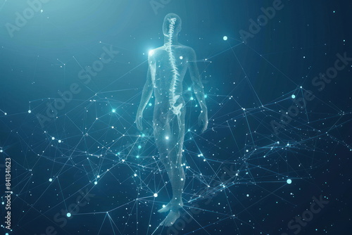 digital human body, anatomy blue background, man 3d © waranyu