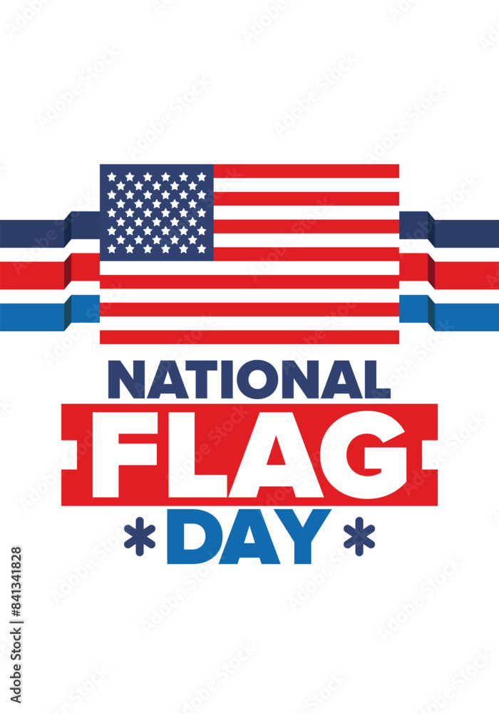 National Flag Day in United States. American flag day. Holiday celebrated annual June 14 in USA. Patriotic style design. Poster, greeting card, banner and background. Vector illustration National Flag Day in United States. American flag day. Holiday celebrated annual June 14 in USA. Patriotic style design. Poster, greeting card, banner and background. Vector illustration