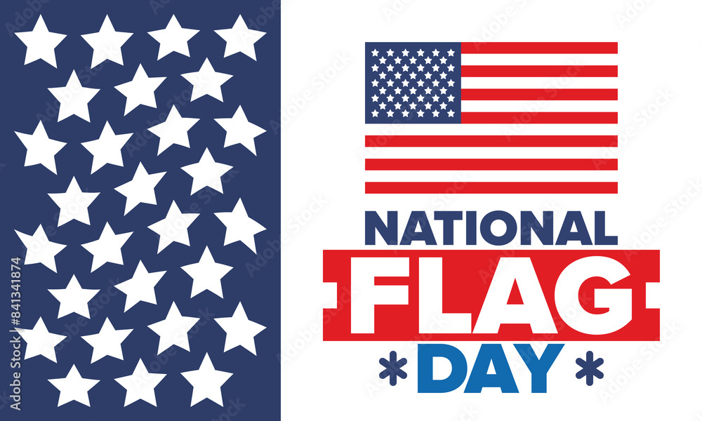 National Flag Day in United States. American flag day. Holiday celebrated annual June 14 in USA. Patriotic style design. Poster, greeting card, banner and background. Vector illustration National Flag Day in United States. American flag day. Holiday celebrated annual June 14 in USA. Patriotic style design. Poster, greeting card, banner and background. Vector illustration