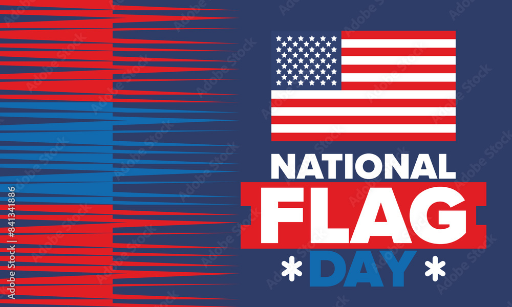 National Flag Day in United States. American flag day. Holiday celebrated annual June 14 in USA. Patriotic style design. Poster, greeting card, banner and background. Vector illustration National Flag Day in United States. American flag day. Holiday celebrated annual June 14 in USA. Patriotic style design. Poster, greeting card, banner and background. Vector illustration