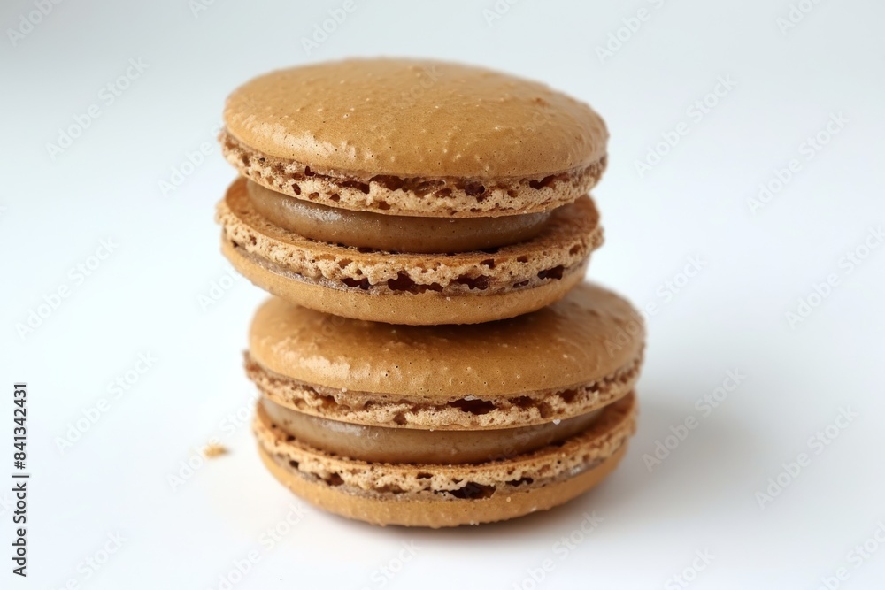 Brown macarons with chocolate filling, delicate and sweet, perfect for dessert lovers, vibrant and delectable, elegant French pastry close up photography Brown macarons with chocolate filling, delicate and sweet, perfect for dessert lovers, vibrant and delectable, elegant French pastry close up photography