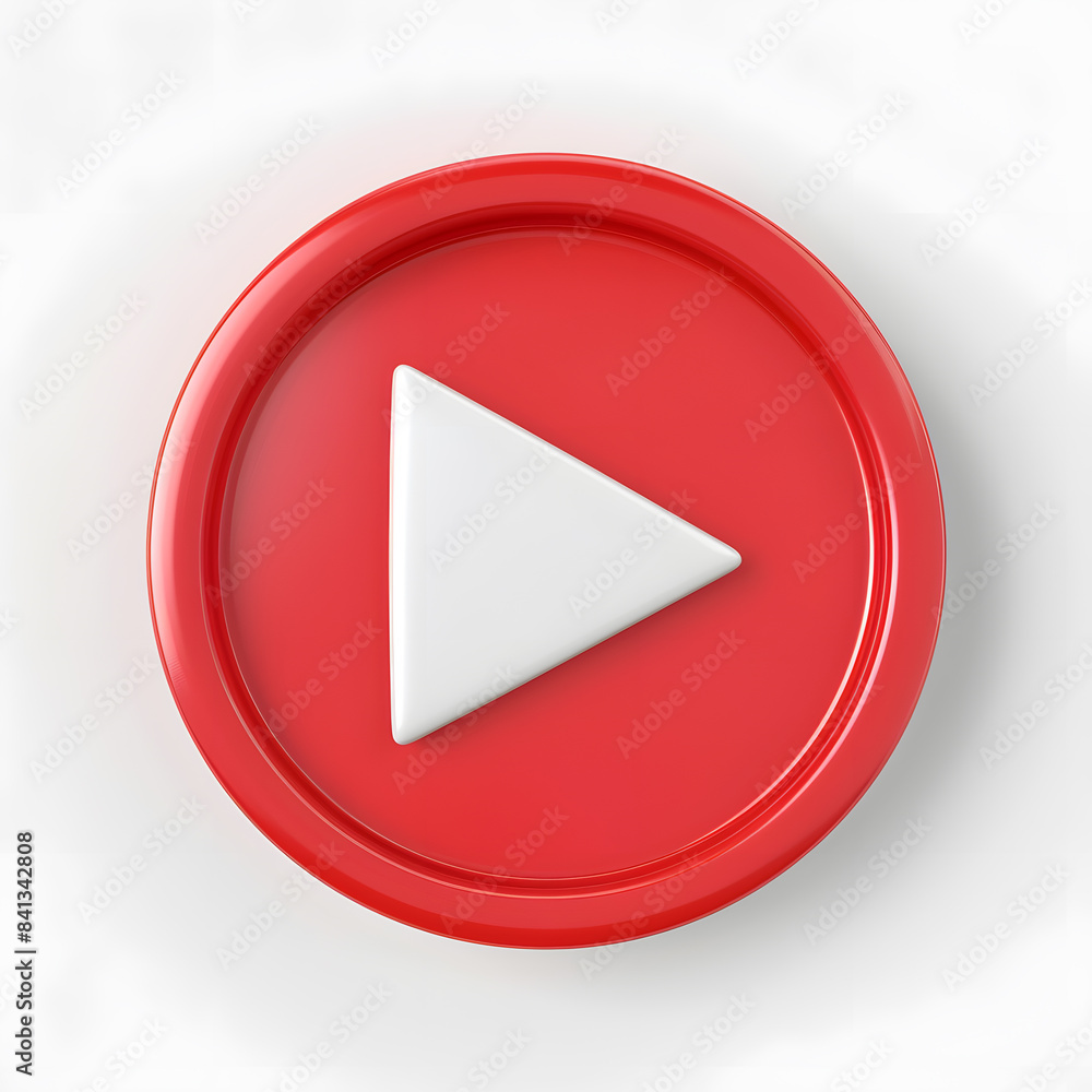 3D red play button top view isolated on white background 3D red play button top view isolated on white background