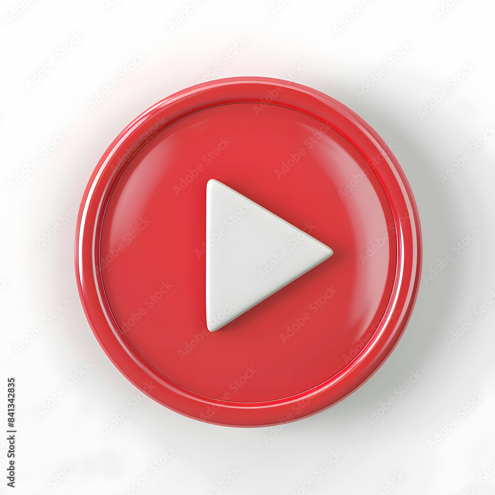 3D red play button top view isolated on white background 3D red play button top view isolated on white background