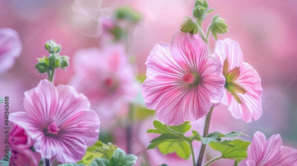 Malva sylvestris s pink blossoms Malva sylvestris s pink blossoms