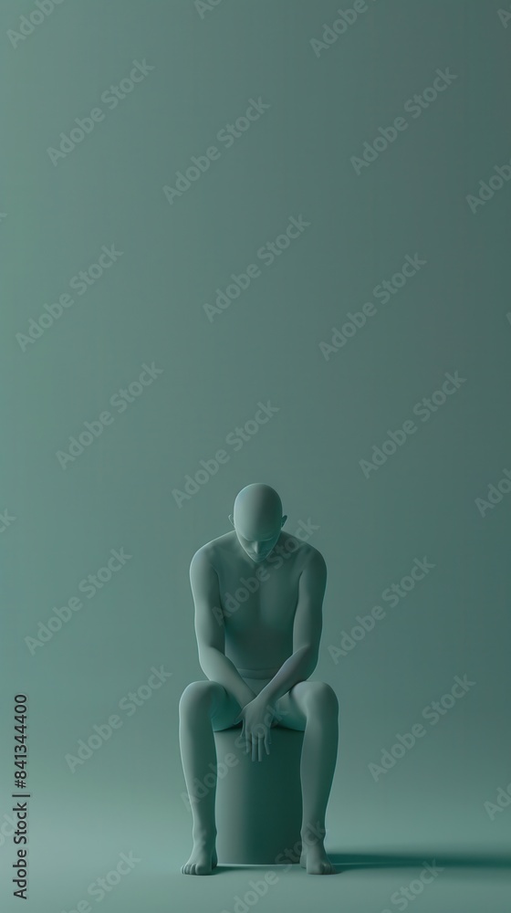 Depression and anxiety flat design front view psychology 3D render complementary color scheme Depression and anxiety flat design front view psychology 3D render complementary color scheme