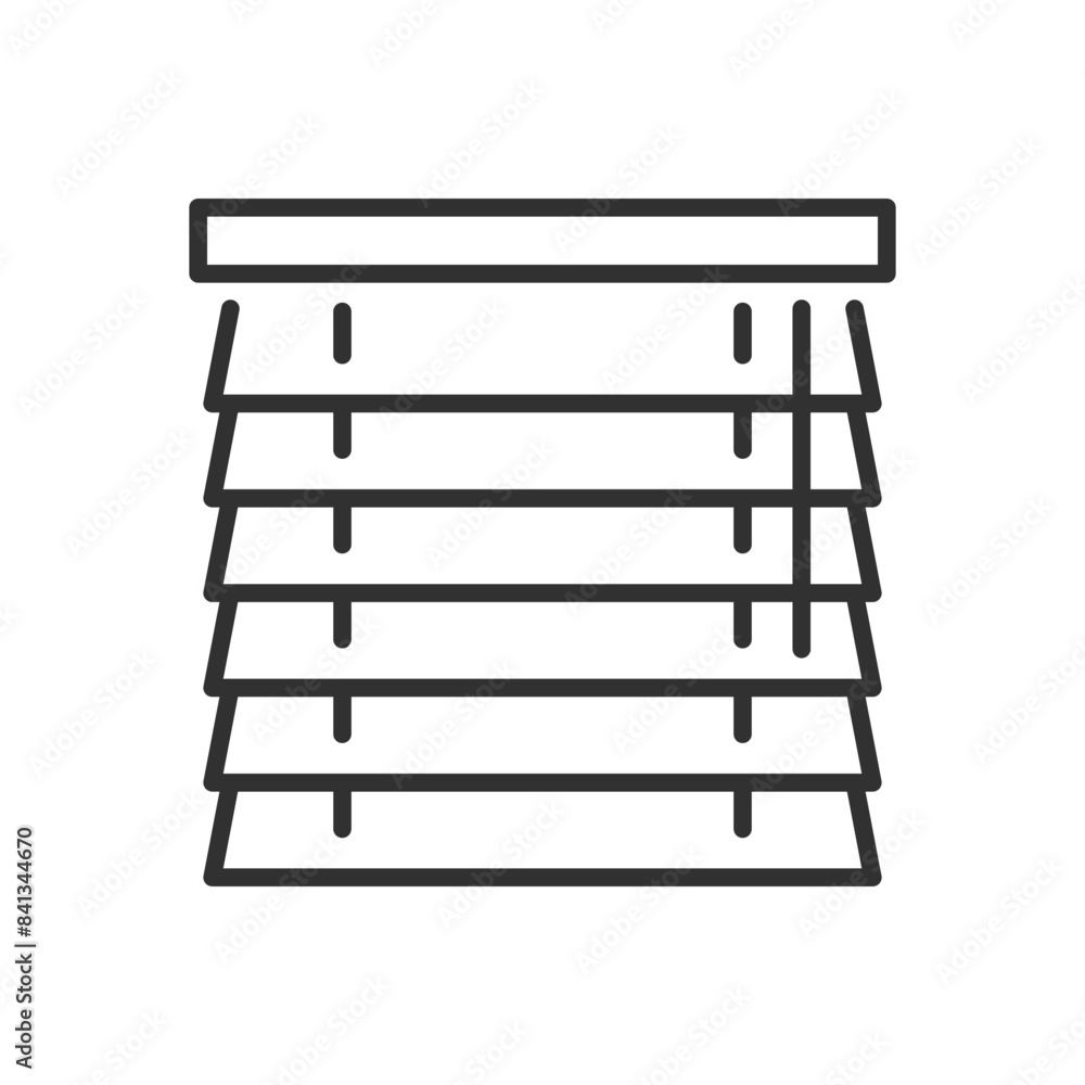 Horizontal blinds with rope, linear icon. Line with editable stroke Horizontal blinds with rope, linear icon. Line with editable stroke