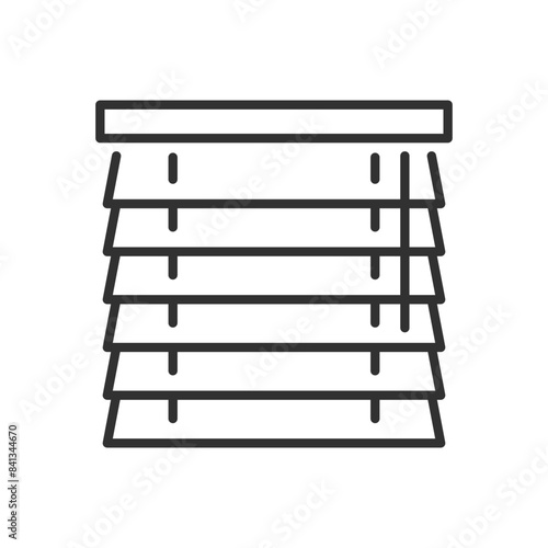 Horizontal blinds with rope, linear icon. Line with editable stroke