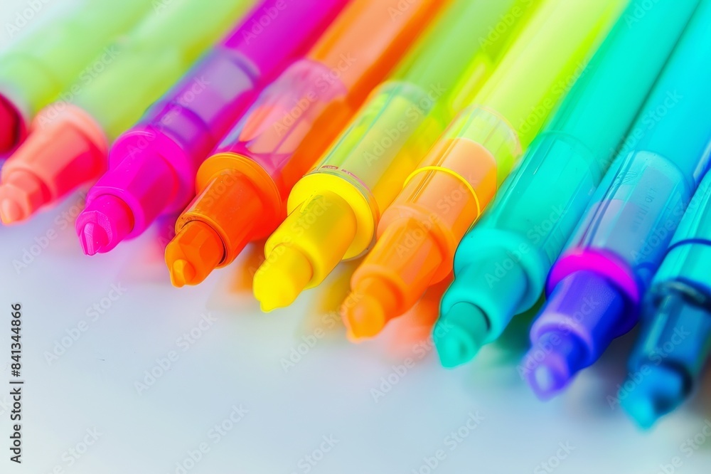 Colorful Neon Highlighters on White Surface Colorful Neon Highlighters on White Surface