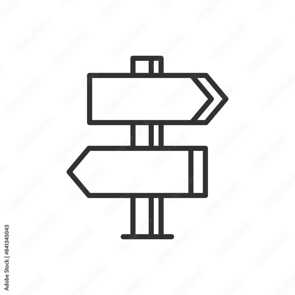 Directional sign post, linear icon. Line with editable stroke Directional sign post, linear icon. Line with editable stroke