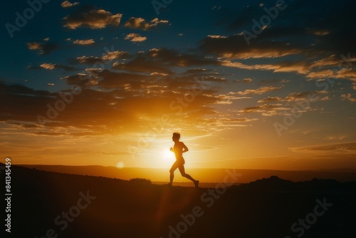 Runner Silhouetted Against a Vibrant Sunset