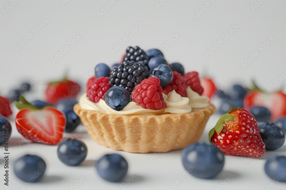 Berry tart with blueberries and strawberries, vibrant and fresh, perfect for dessert lovers, colorful and delectable sweet treat, elegant dessert photography Berry tart with blueberries and strawberries, vibrant and fresh, perfect for dessert lovers, colorful and delectable sweet treat, elegant dessert photography