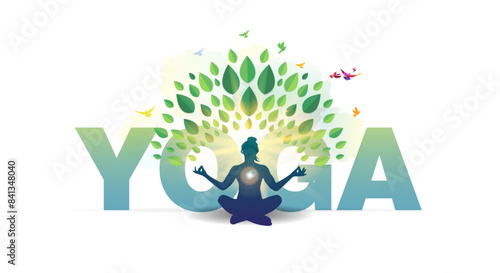 Women practicing yoga Happy international yoga day Creative.