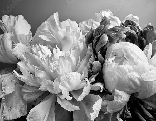 Pétales de fleurs en noir et blanc photo