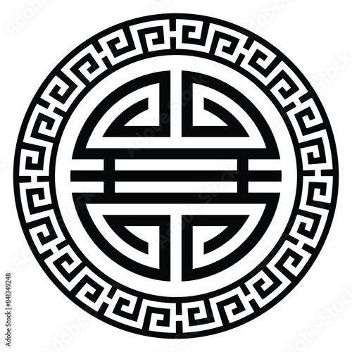 Vector round ethnic element, circular Mongolian national ornament, decorative design templates, isolated on white background	