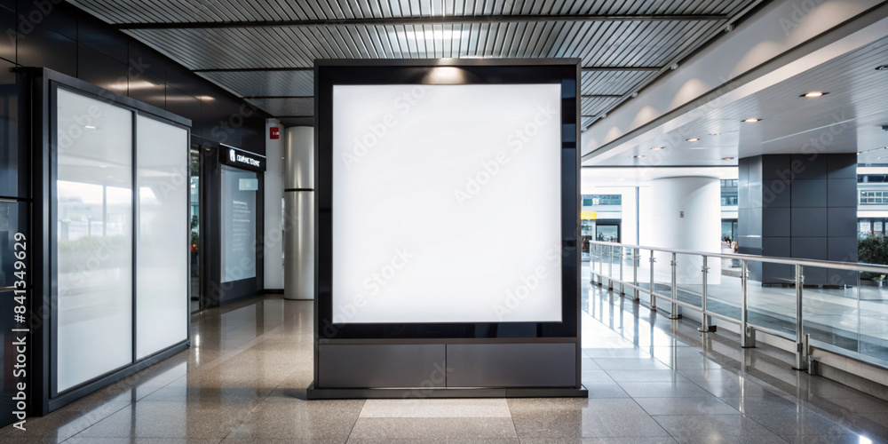 A mockup of a roll-up poster stand placed in a modern, minimalist interior with potted plants and natural light. The scene is designed to showcase the poster stand in a professional and elegant A mockup of a roll-up poster stand placed in a modern, minimalist interior with potted plants and natural light. The scene is designed to showcase the poster stand in a professional and elegant