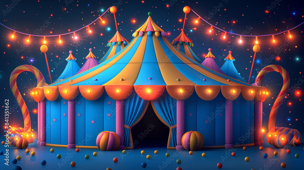 Modern Circus Tent Cartoon Illustration isolated on white background ...