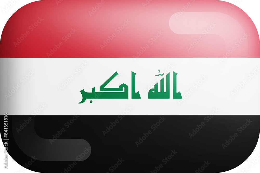 Iraq Official National Flag 3D Rounded Glossy Icon Isolate Design Element Iraq Official National Flag 3D Rounded Glossy Icon Isolate Design Element