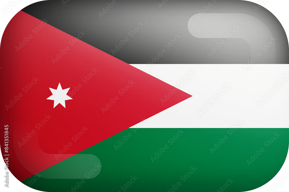 Jordan Official National Flag 3D Rounded Glossy Icon Isolate Design Element Jordan Official National Flag 3D Rounded Glossy Icon Isolate Design Element