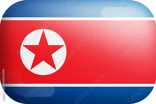 North Korea Official National Flag 3D Rounded Glossy Icon Isolate Design Element