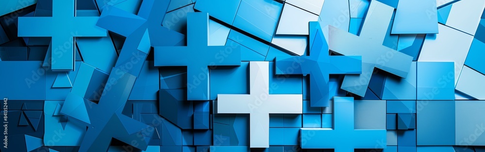 Obraz premium Simplified Abstract Blue Medical Crosses