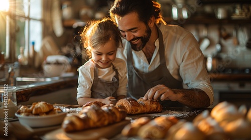 Family Enjoying Fresh Croissants