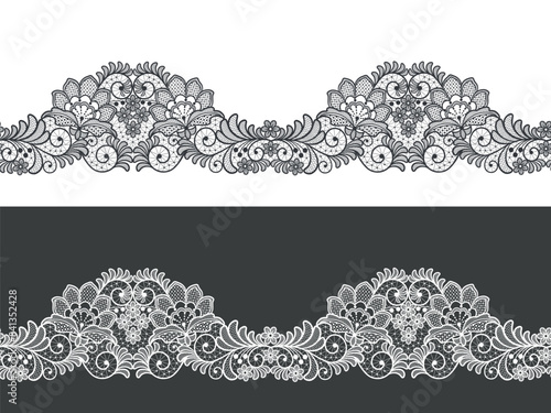 lace seamless flowers decoration element. lace ribbon.
