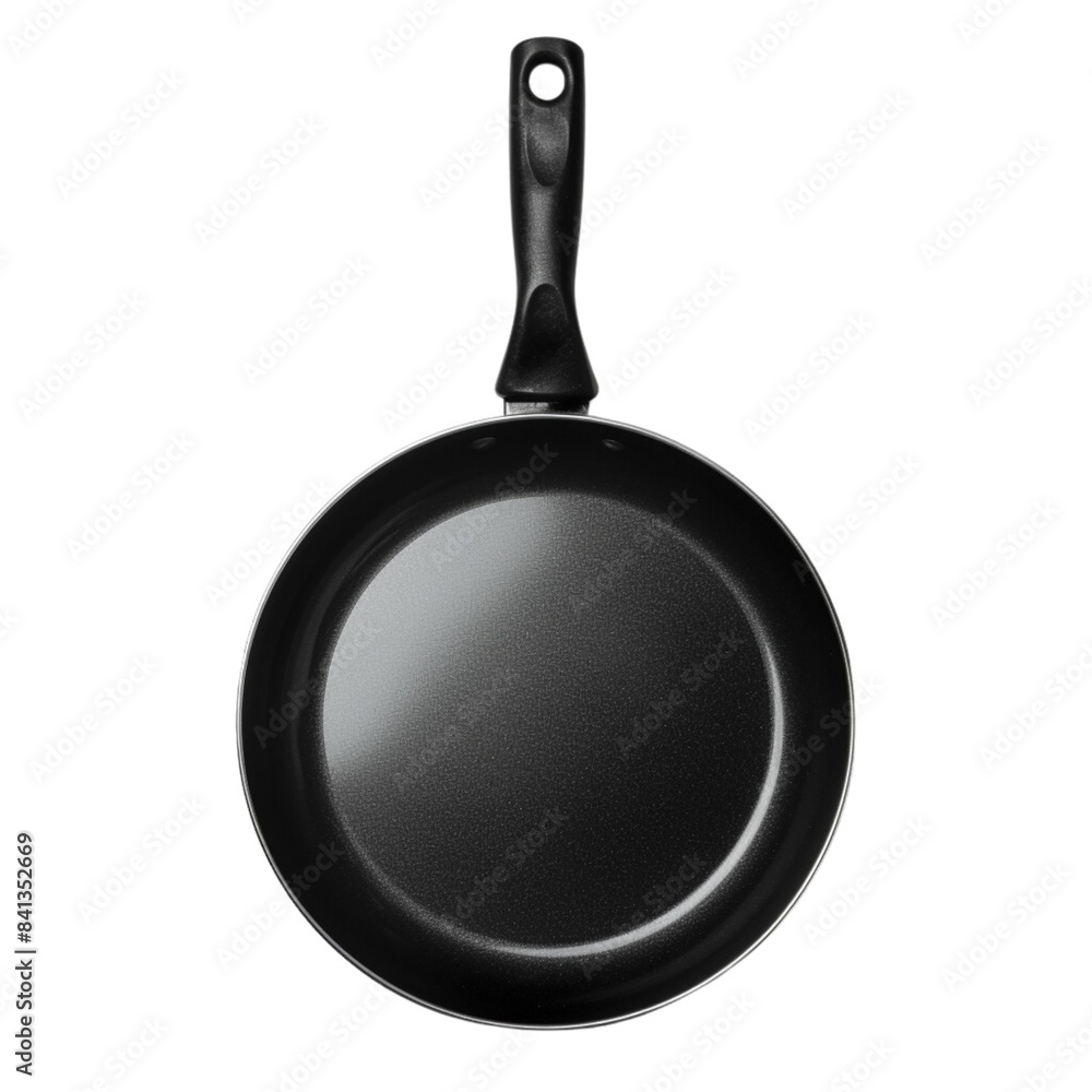 Black frying pan with a non-stick teflon coating, isolated on white background Black frying pan with a non-stick teflon coating, isolated on white background