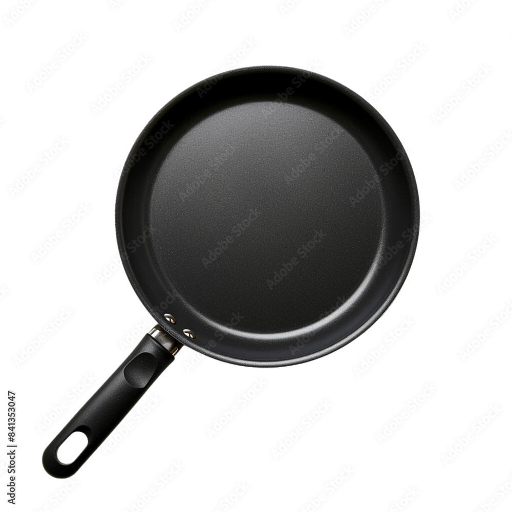Black frying pan with a non-stick teflon coating, isolated on white background Black frying pan with a non-stick teflon coating, isolated on white background