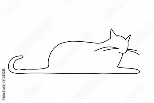 colouring book page, a simple line art drawing of an outline of cat, white background, cute and adorable, cute cartoon style, simple lines, simple shapes, flat design, minimalism, simple, no color, si