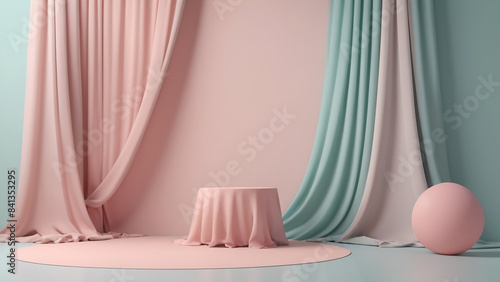 Soft Color Cloth Background Stage Design with Multiple Colors