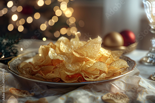 a plate of potato chips