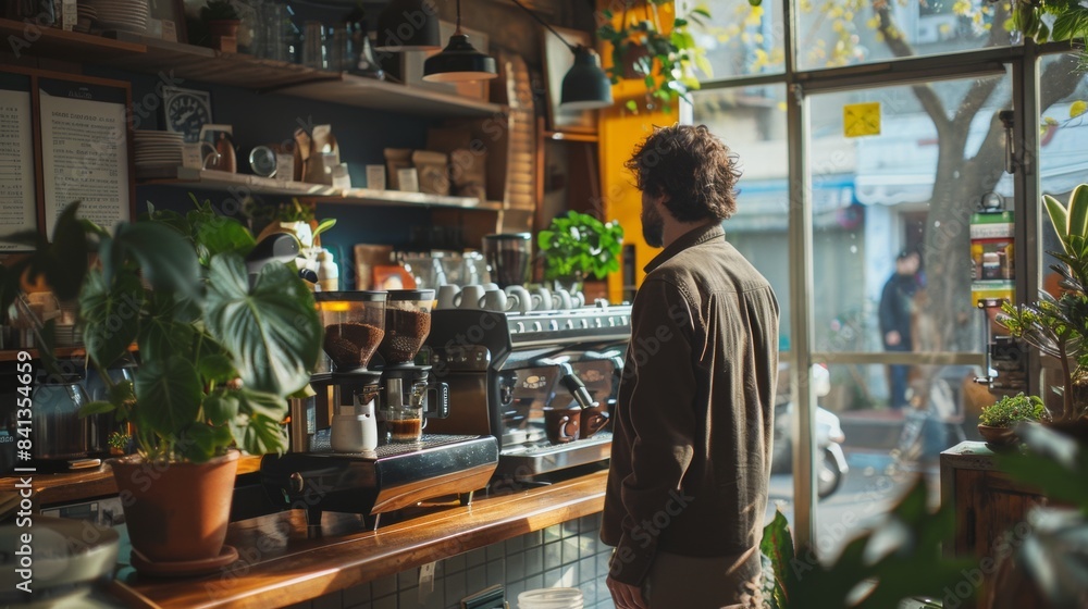 Naklejka premium Typical Coffee Shop Aroma in the Morning