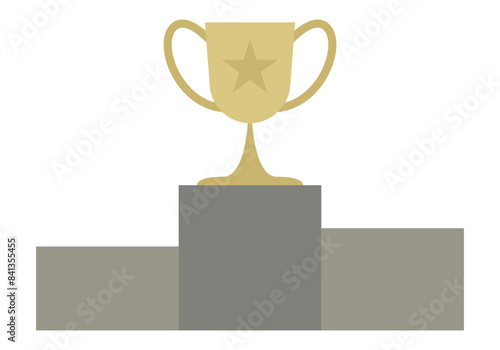 Podio con copa de oro en el primer puesto.