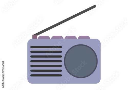 Radio antigua de color morado.